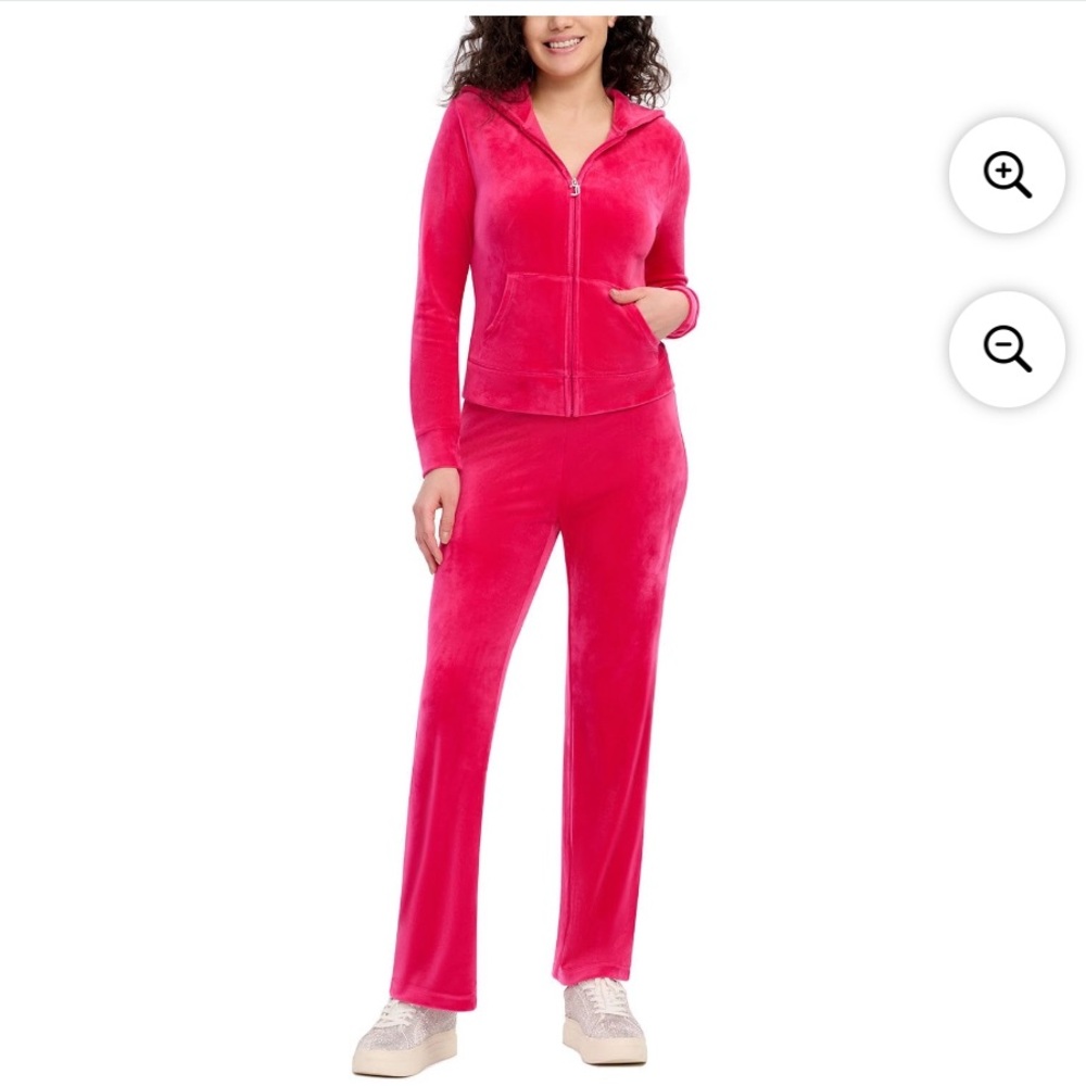 BN Juicy Couture Red Velour pants size #L (embellished JUICY)on left side - Picture 3 of 5